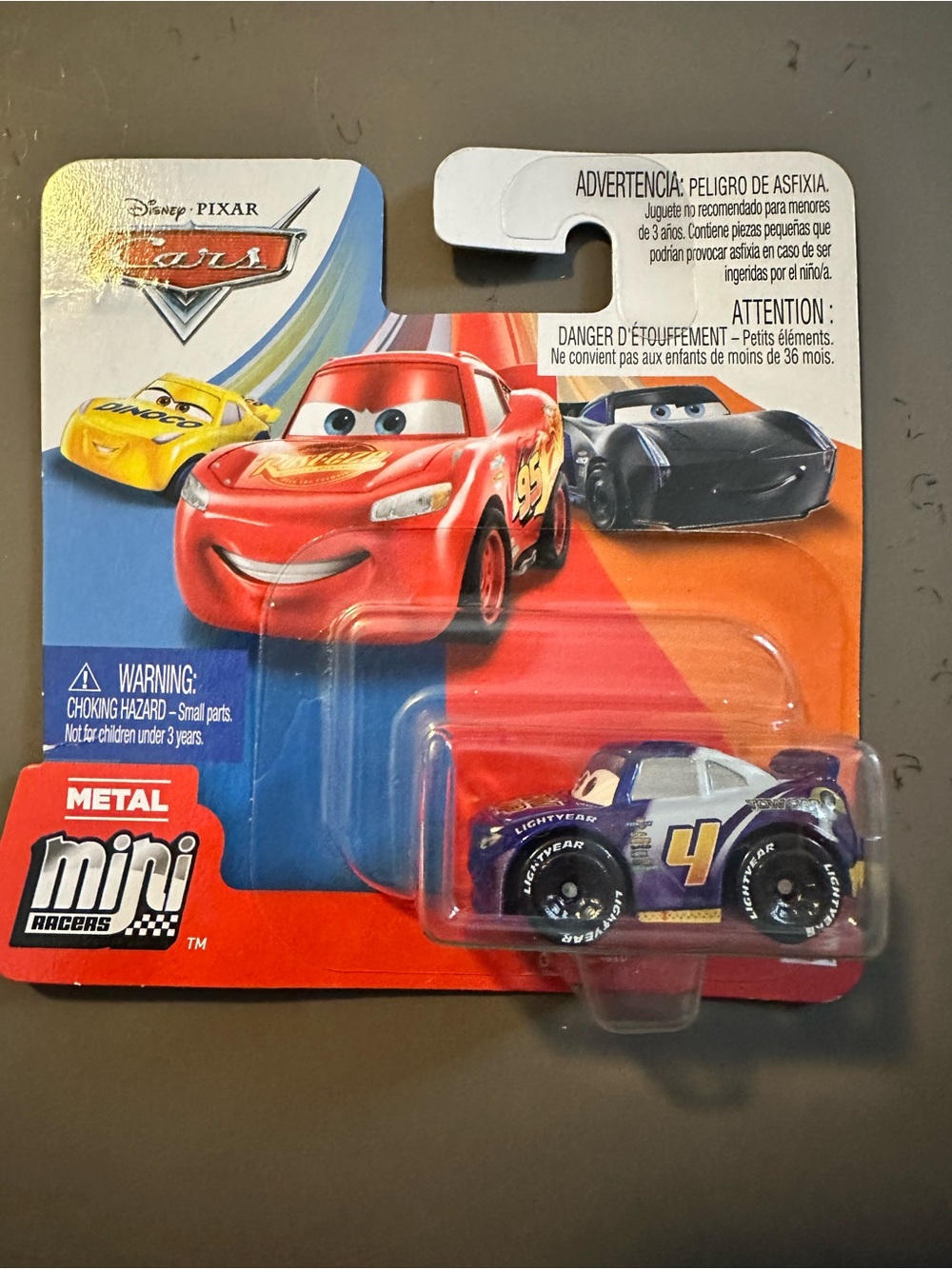 Mattel Disney Pixar Cars Mini Racers Purple White #4 Die-Cast Car